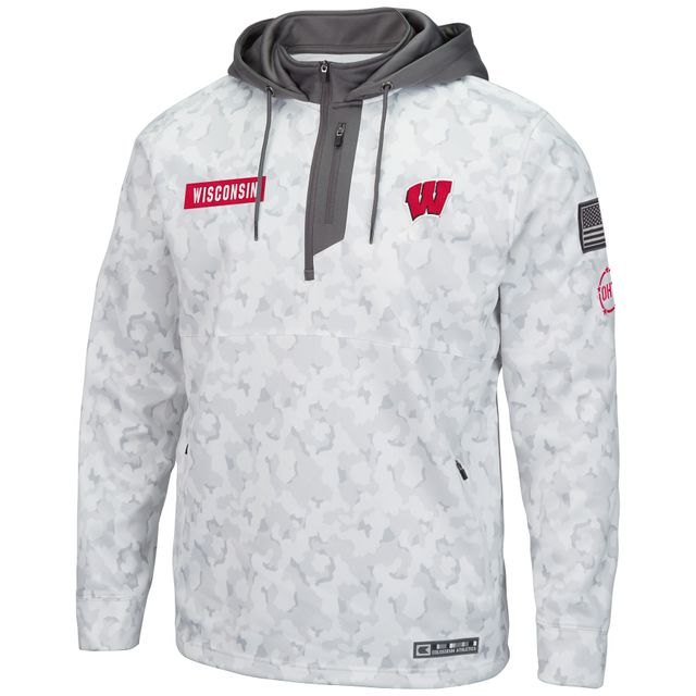 Sweat à capuche zippé pour homme Colosseum Arctic Camo Wisconsin Badgers OHT Military Appreciation