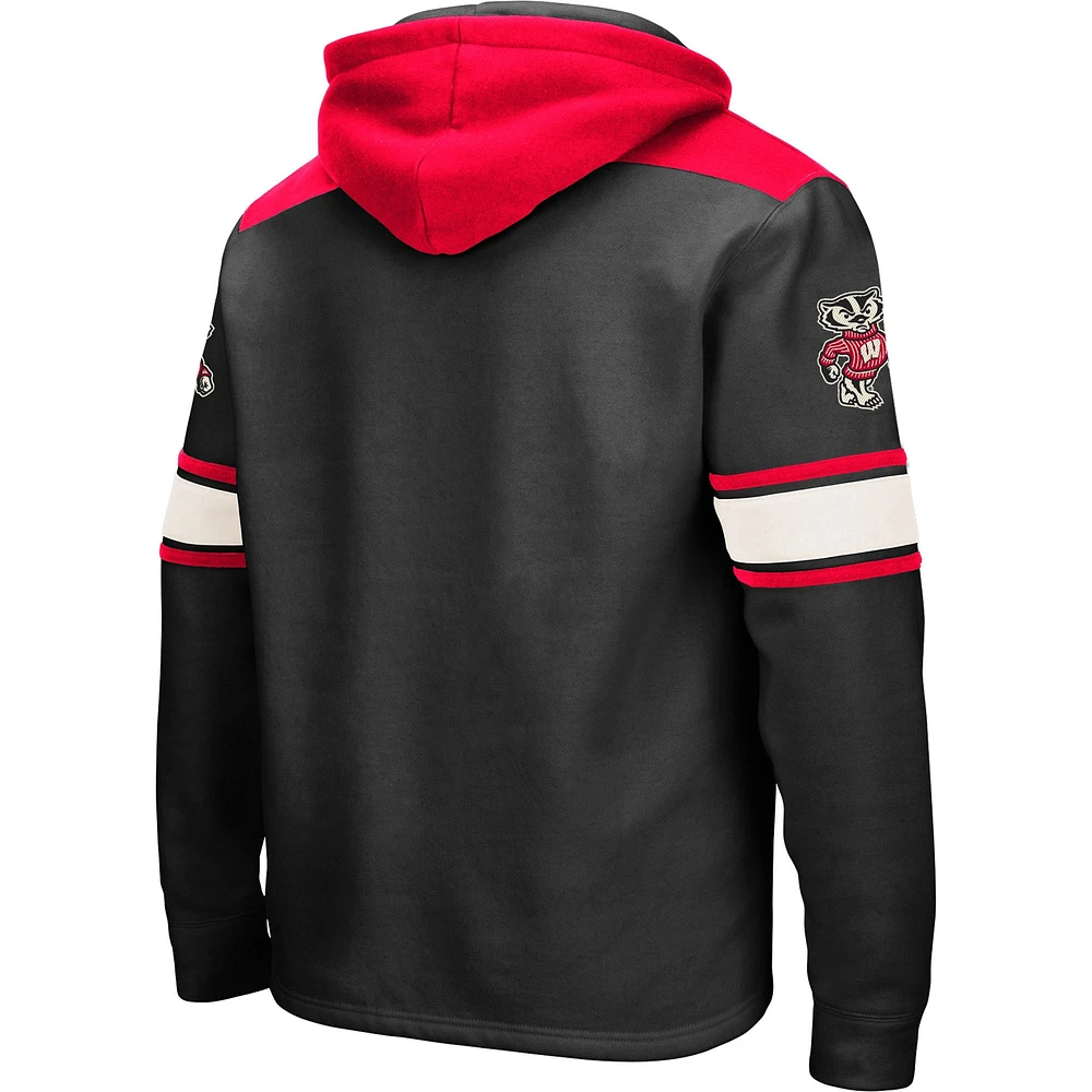 Men's Colosseum Black Wisconsin Badgers 2.0 Lace-Up Pullover Hoodie