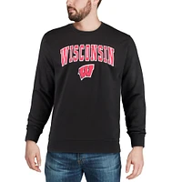 Men's Colosseum Black Wisconsin Badgers Arch & Logo Crew Neck Sweatshirt