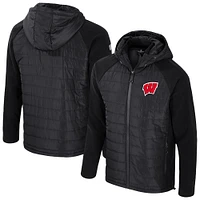 Veste à capuche entièrement zippée pour homme Colosseum Black Wisconsin Badgers Block The Sun