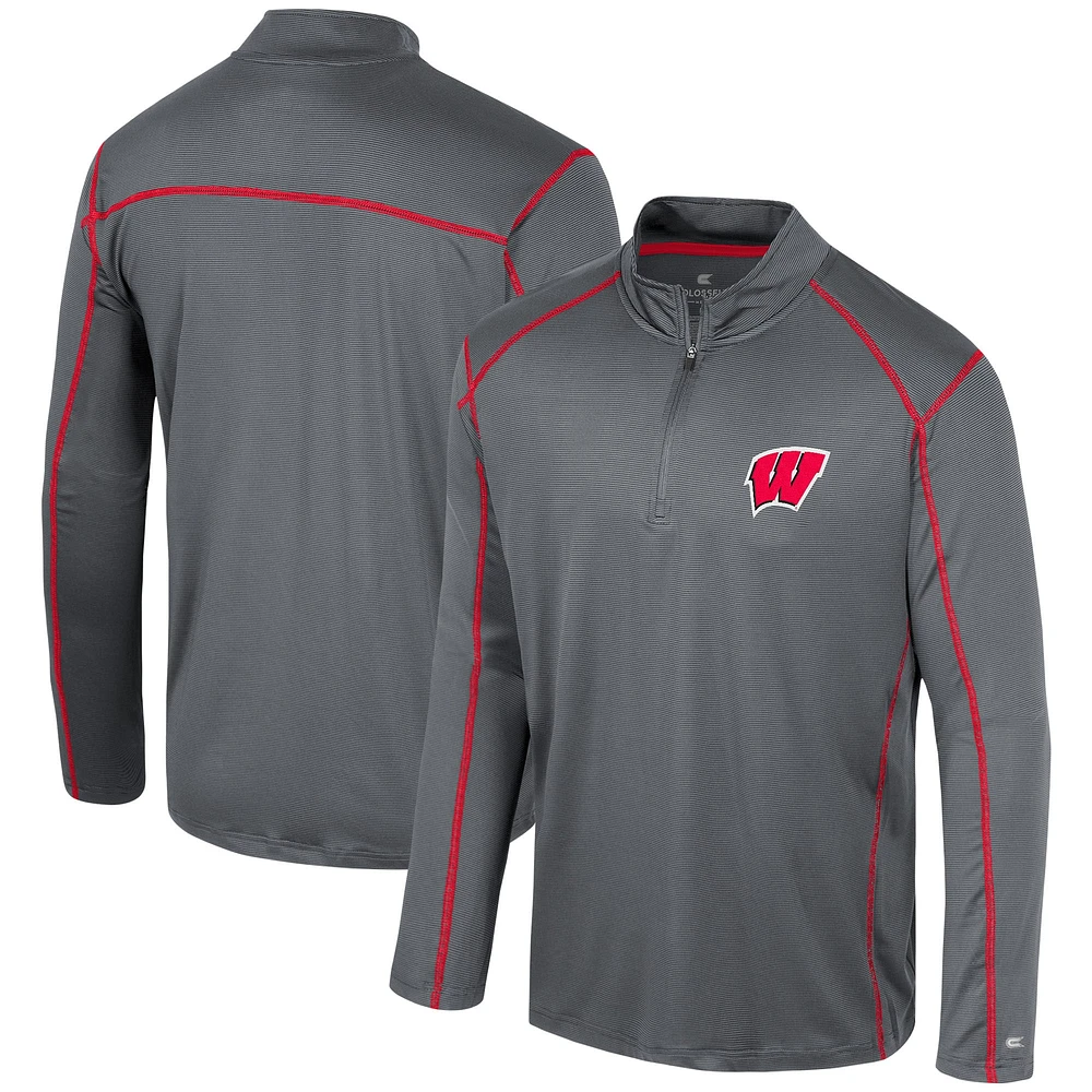 Men's Colosseum Black Wisconsin Badgers Cameron Quarter-Zip Windshirt