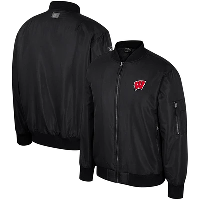 Blouson aviateur entièrement zippé Colosseum Wisconsin Badgers pour homme, noir