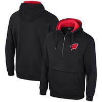 Men's Colosseum Black Wisconsin Badgers Half-Zip Hoodie