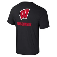 T-shirt Colosseum Black Wisconsin Badgers Logo Lockup 2-Hit Active Blend pour hommes