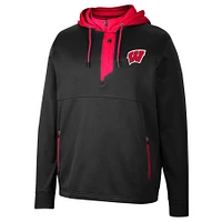 Men's Colosseum Wisconsin Badgers Luge 3.0 Quarter-Zip Hoodie