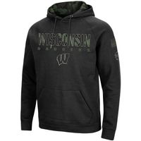 Men's Colosseum Black Wisconsin Badgers OHT Military Appreciation Camo Pullover Hoodie