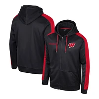 Sweat à capuche entièrement zippé Colosseum pour hommes, Wisconsin Badgers Reese, noir