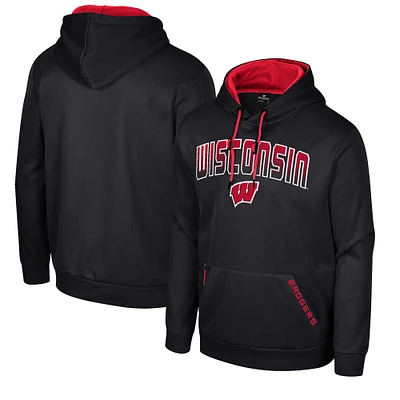 Men's Colosseum Black Wisconsin Badgers Reese Pullover Hoodie