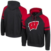 Men's Colosseum  Black Wisconsin Badgers Todd Raglan Pullover Hoodie