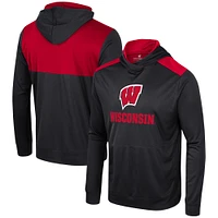 T-shirt à capuche manches longues pour hommes Colosseum Black Wisconsin Badgers Warm Up