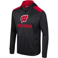 Men's Colosseum Black Wisconsin Badgers Warm Up Long Sleeve Hoodie T-Shirt