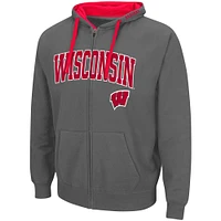 Men's Colosseum Charcoal Wisconsin Badgers Big & Tall Full-Zip Hoodie