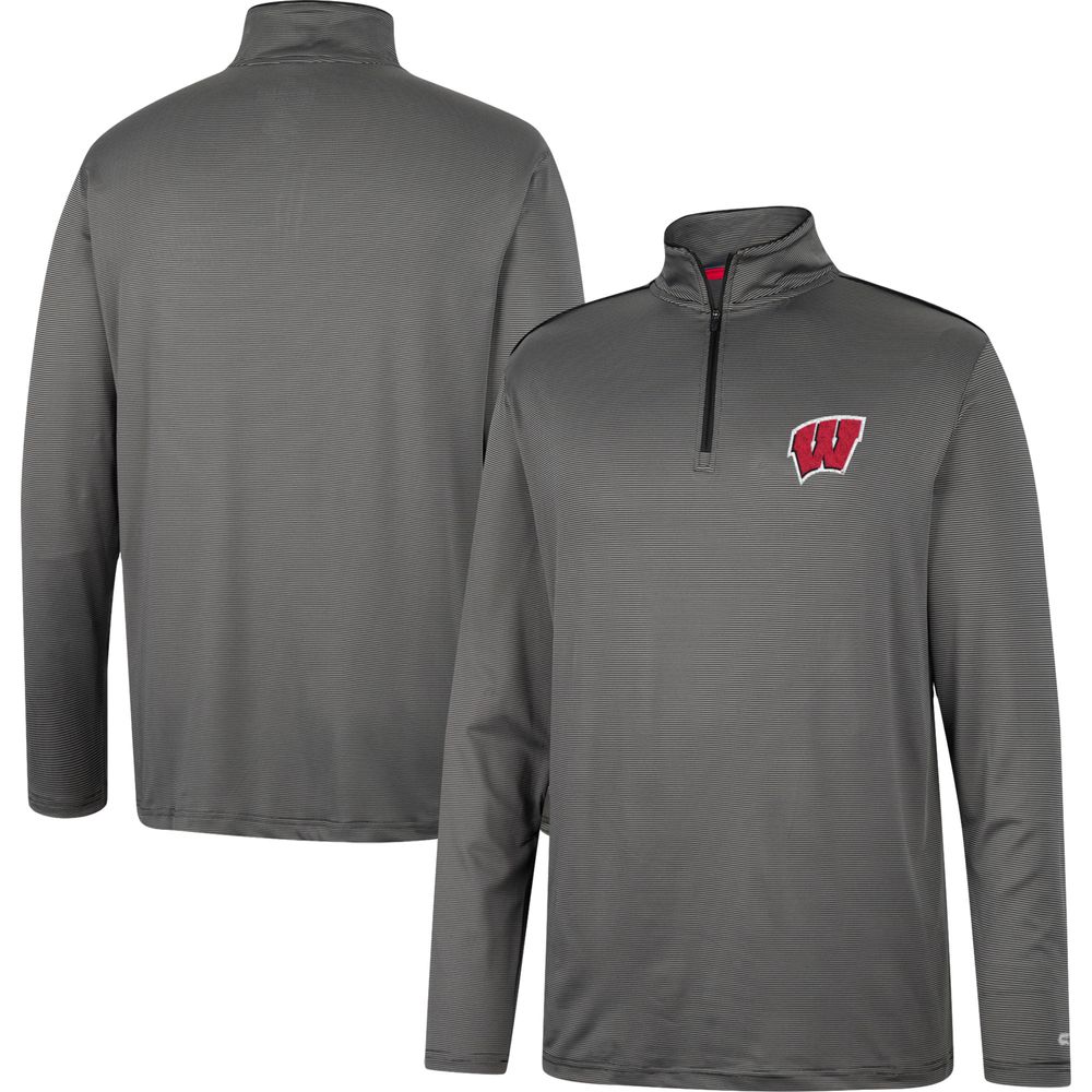 Men's Colosseum Charcoal Wisconsin Badgers Logo Quarter-Zip Windshirt