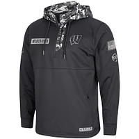 Men's Colosseum Charcoal Wisconsin Badgers OHT Military Appreciation Digi Camo Quarter-Zip Hoodie