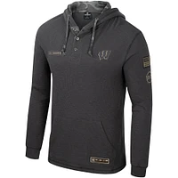 Men's Colosseum Charcoal Wisconsin Badgers OHT Military Appreciation Henley Pullover Hoodie