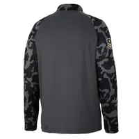 Men's Colosseum Charcoal Wisconsin Badgers OHT Military Appreciation Long Range Raglan Quarter-Zip Jacket