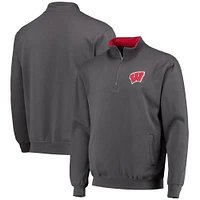 Men's Colosseum Charcoal Wisconsin Badgers Tortugas Logo Quarter-Zip Jacket