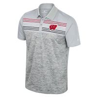 Men's Colosseum Gray Wisconsin Badgers Cybernetic Polo