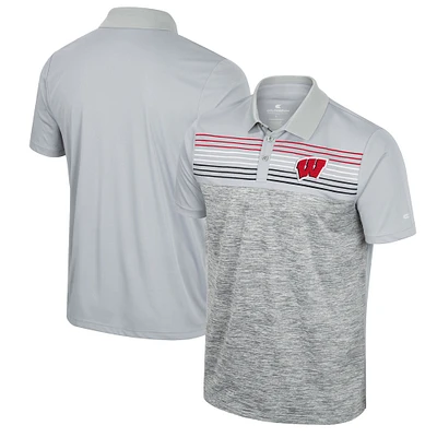 Polo cybernétique Colosseum Wisconsin Badgers pour homme gris