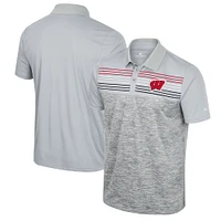 Men's Colosseum Gray Wisconsin Badgers Cybernetic Polo