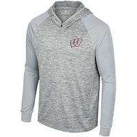 Haut à capuche cybernétique raglan quart de zip des Wisconsin Badgers pour hommes, gris Colosseum