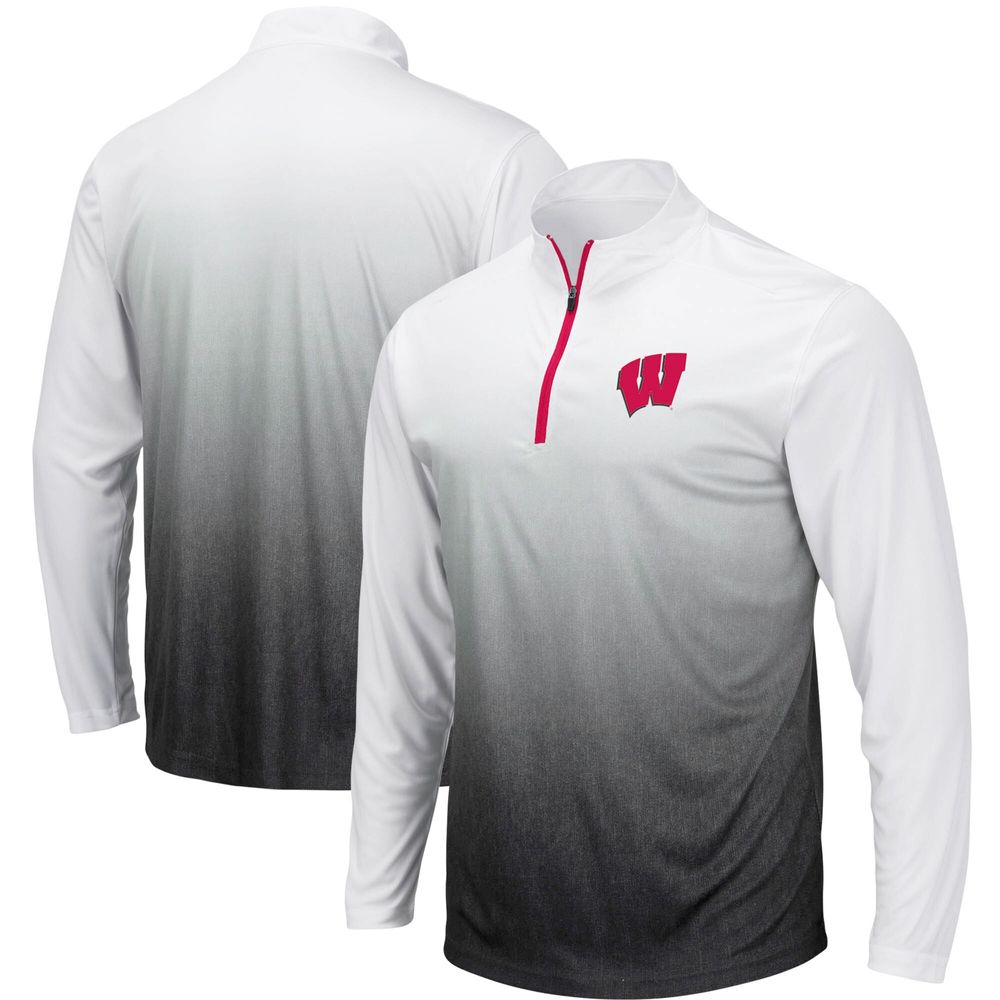 Men's Colosseum Gray Wisconsin Badgers Magic Team Logo Quarter-Zip Jacket