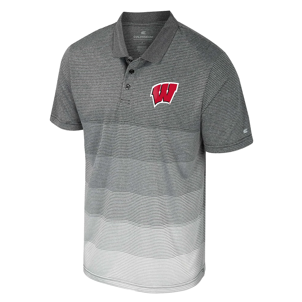 Polo en maille rayée pour hommes Colosseum Grey Wisconsin Badgers