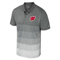 Men's Colosseum Gray Wisconsin Badgers Striped Mesh Polo