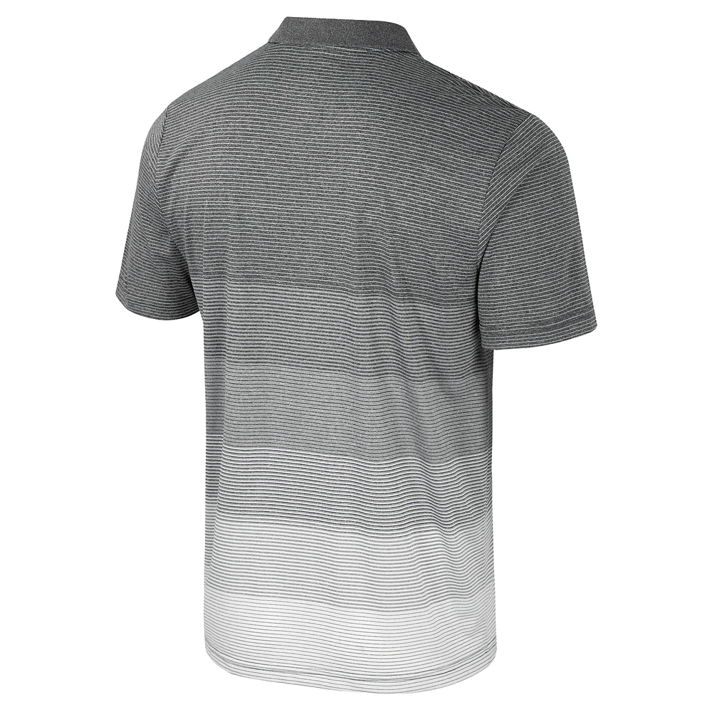 Men's Colosseum Gray Wisconsin Badgers Striped Mesh Polo