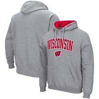 Men's Colosseum Heather Gray Wisconsin Badgers Arch & Logo 3.0 Pullover Hoodie