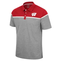 Men's Colosseum Heather Gray Wisconsin Badgers Chamberlain Polo