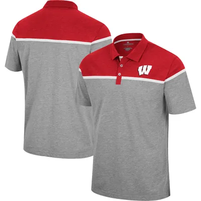 Men's Colosseum Heather Gray Wisconsin Badgers Chamberlain Polo