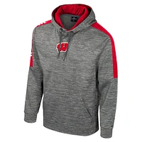 Men's Colosseum Heather Gray Wisconsin Badgers Dozer Pullover Hoodie