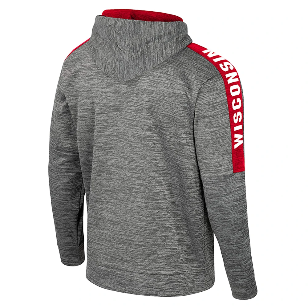 Men's Colosseum Heather Gray Wisconsin Badgers Dozer Pullover Hoodie