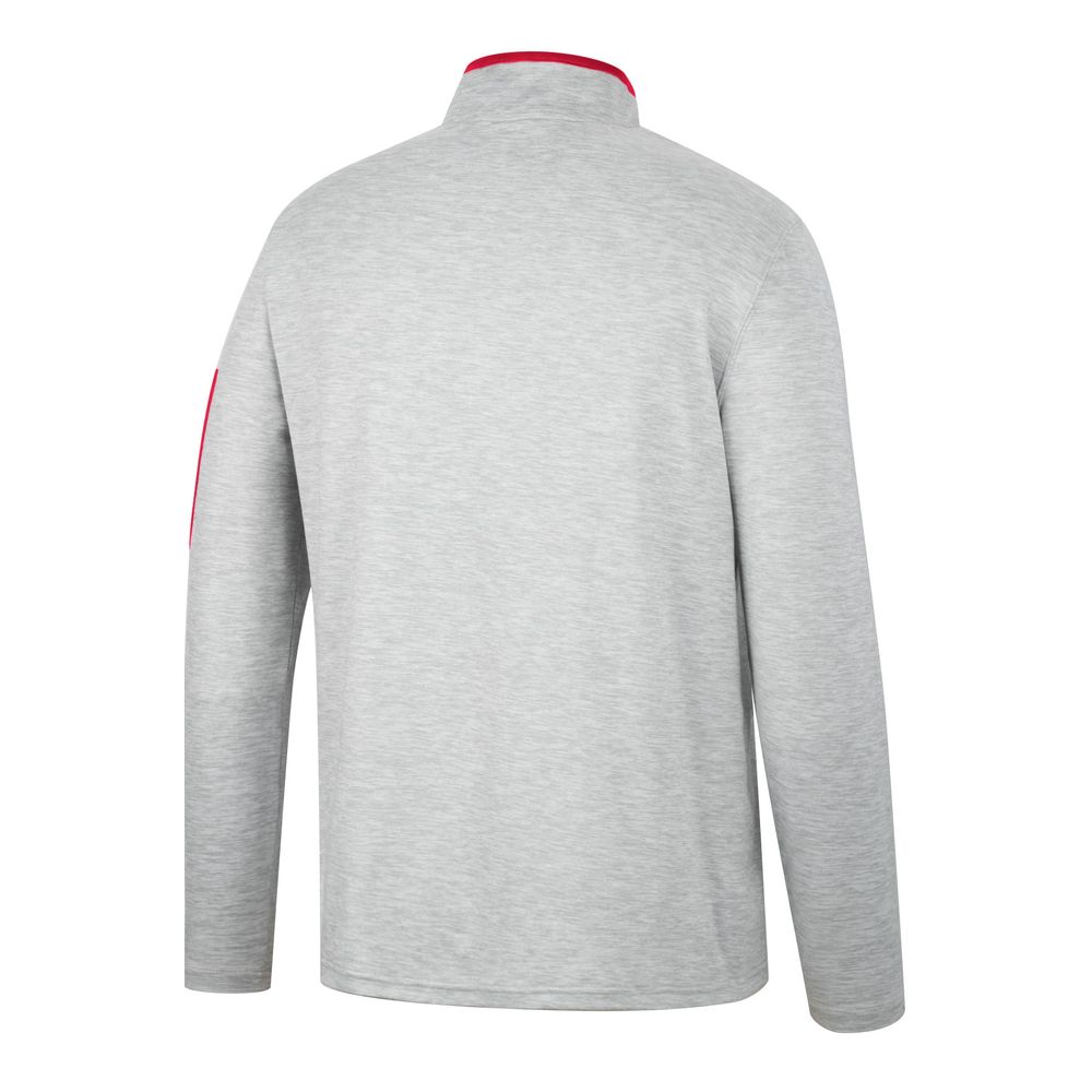 Men's Colosseum Heathered Gray/Red Wisconsin Badgers Country Club Windshirt Quarter-Zip Jacket