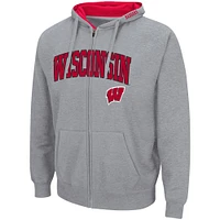 Sweat à capuche entièrement zippé Colosseum Wisconsin Badgers Arch & Logo 3.0 pour homme