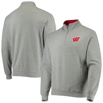 Colosseum Heathered Grey Wisconsin Badgers Tortugas Team Logo Quarter-Zip Jacket