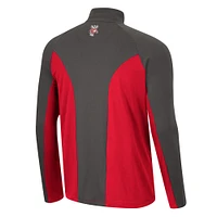 Men's Colosseum Red/Charcoal Wisconsin Badgers Two Yutes Raglan Quarter-Zip Windshirt