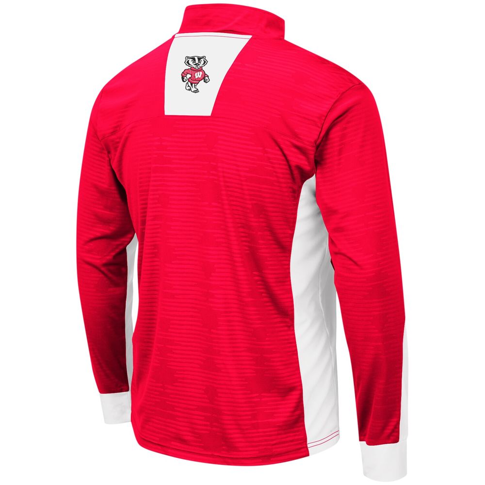 Men's Colosseum Red Wisconsin Badgers Bart Windshirt Quarter-Zip Pullover Jacket