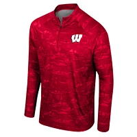 Men's Colosseum Red Wisconsin Badgers Carson Raglan Quarter-Zip Jacket