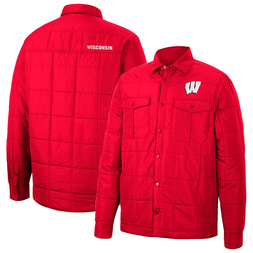 Men's Colosseum Red Wisconsin Badgers Detonate Quilted Full-Snap Jacket