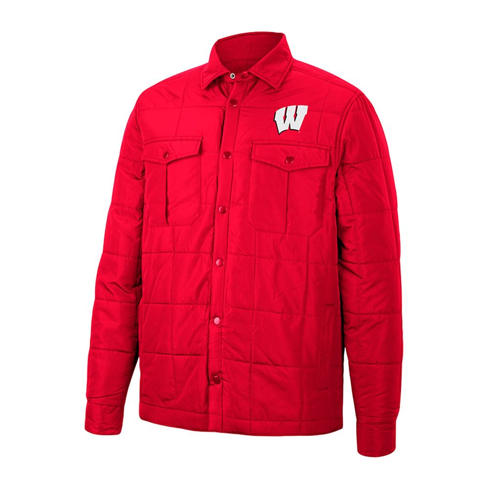 Men's Colosseum Red Wisconsin Badgers Detonate Quilted Full-Snap Jacket