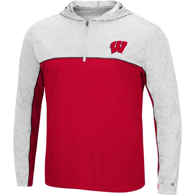 Coupe-vent à capuche pour hommes Colosseum Red Wisconsin Badgers Flick Quarter-Zip