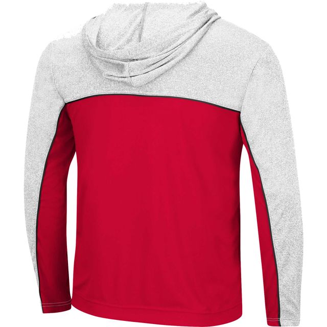 Coupe-vent à capuche pour hommes Colosseum Red Wisconsin Badgers Flick Quarter-Zip