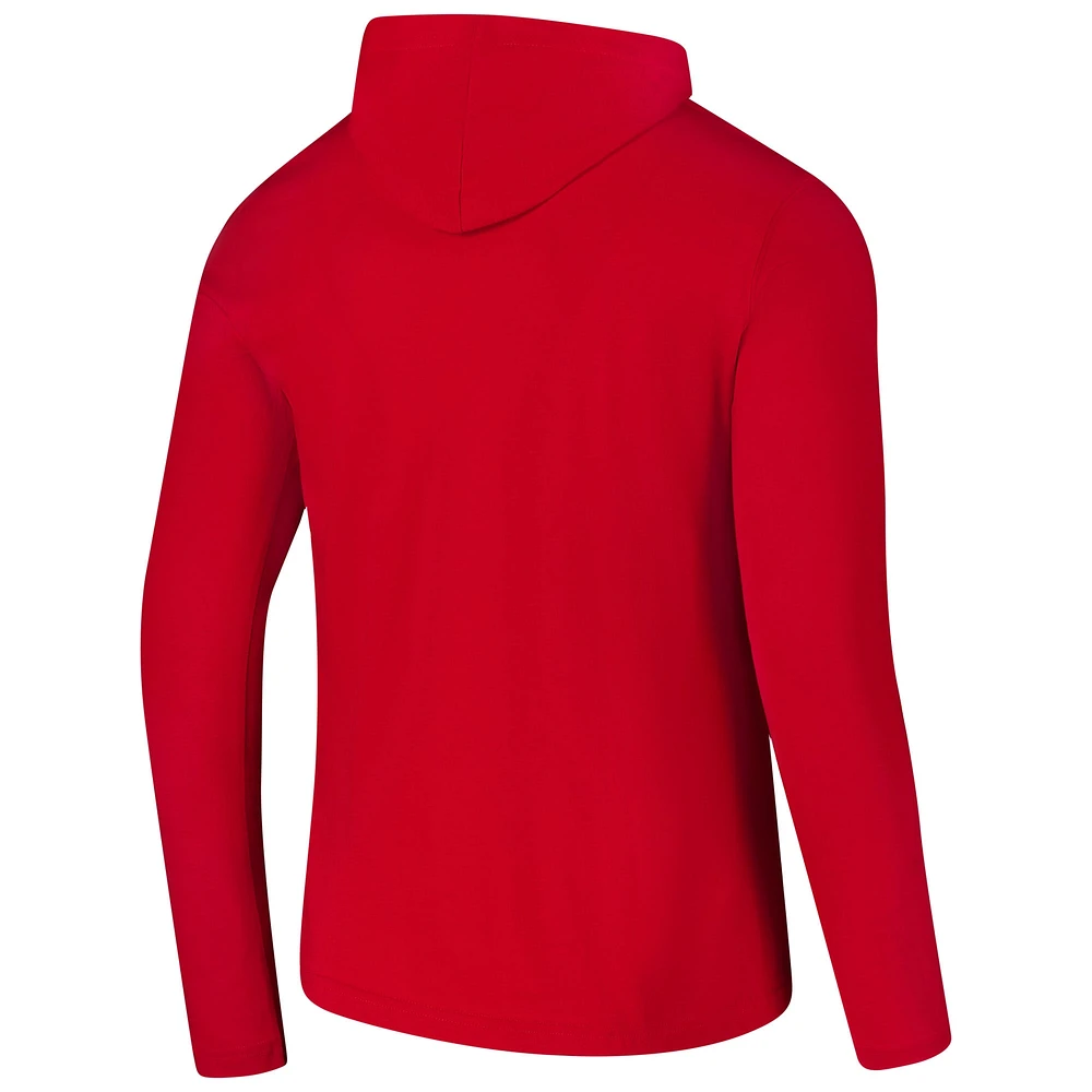 T-shirt à capuche manches longues avec logo Colosseum Red Wisconsin Badgers Lockup Active Blend pour hommes