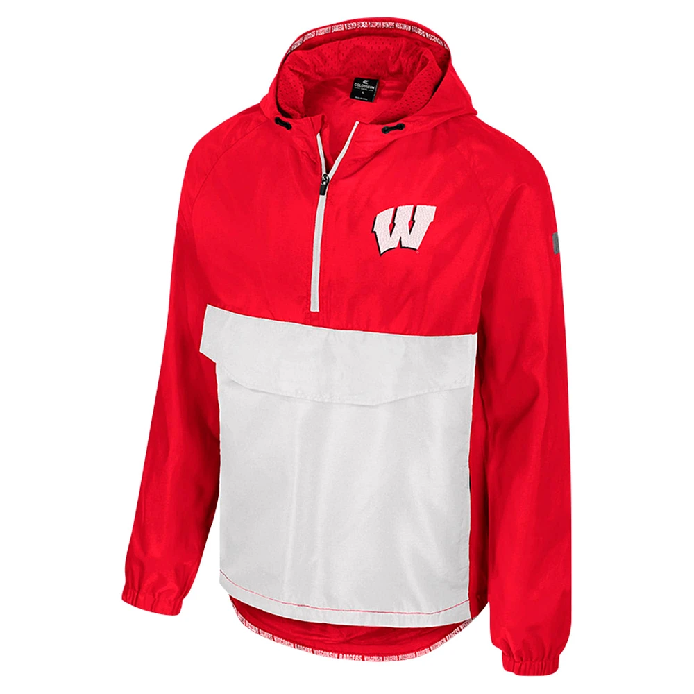 Men's Colosseum  Red Wisconsin Badgers Reloaded Anorak Half-Zip Jacket