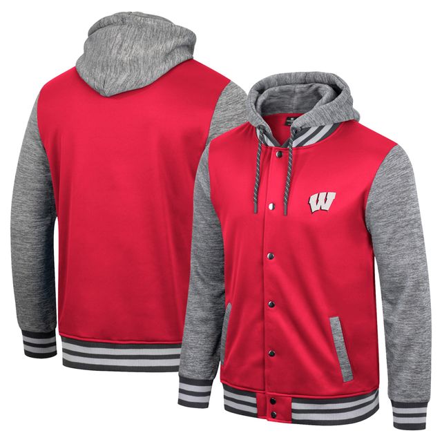 Colosseum Red Wisconsin Badgers Robinson Hoodie Veste à boutons-pression pour homme