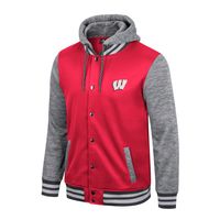 Men's Colosseum Red Wisconsin Badgers Robinson Hoodie Full-Snap Jacket