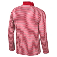 Men's Colosseum Red Wisconsin Badgers Striped Quarter-Zip Top