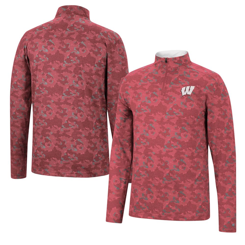 Men's Colosseum Red Wisconsin Badgers Tivo Quarter-Zip Jacket